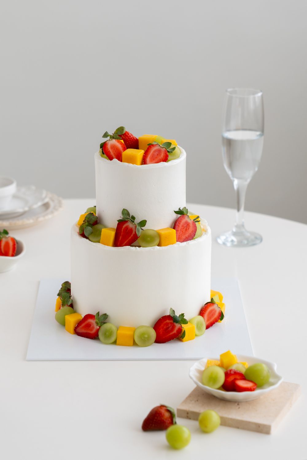 Two Tier Mixed Fruit Fresh Cream Cake
